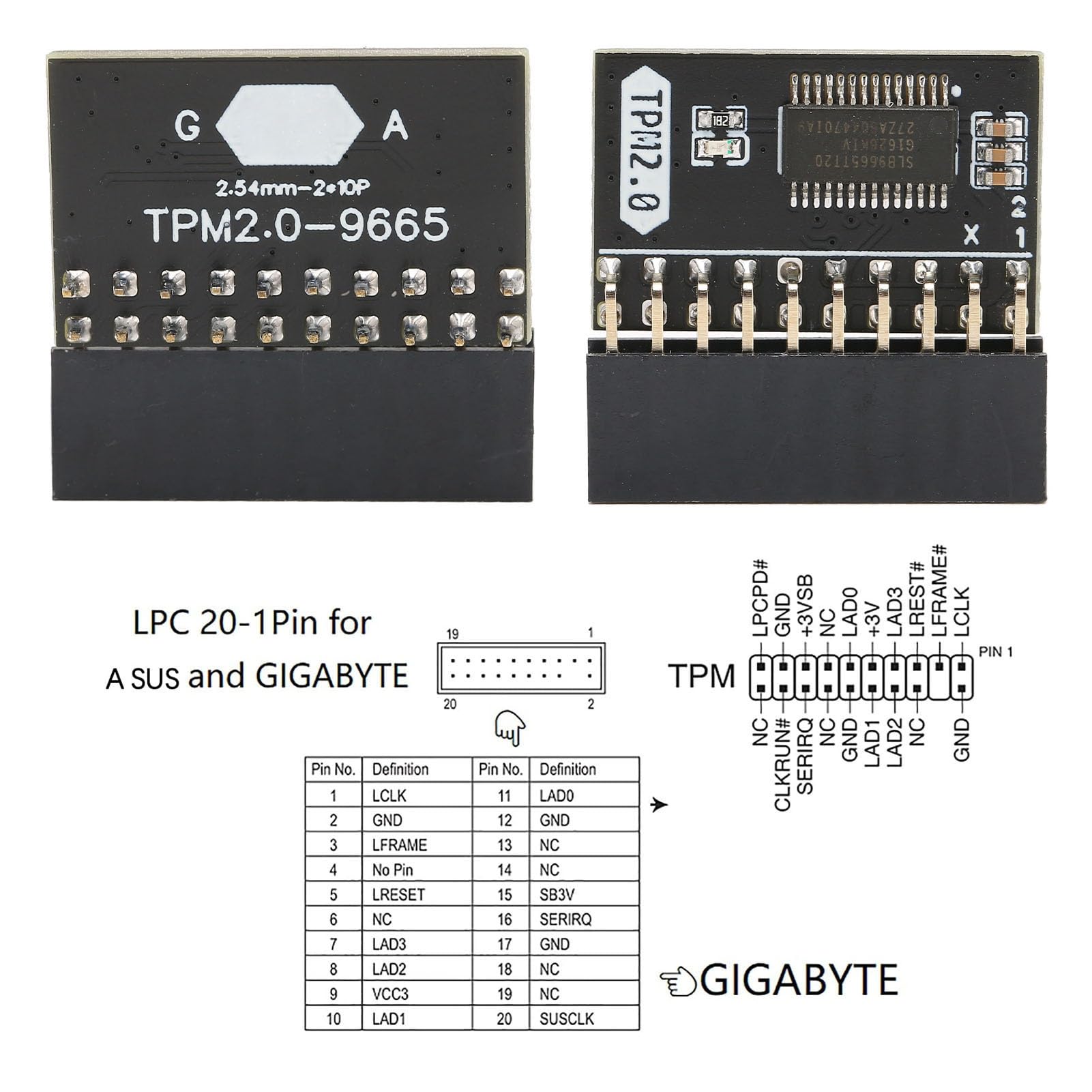 Amazon.com: KIMISS TPM 2.0 Encryption Security Module 20Pin 2 10P  Standalone Crypto Processor TPM 2.0 Module for Win11 for Gigabyte for Tpm  Module : Electronics