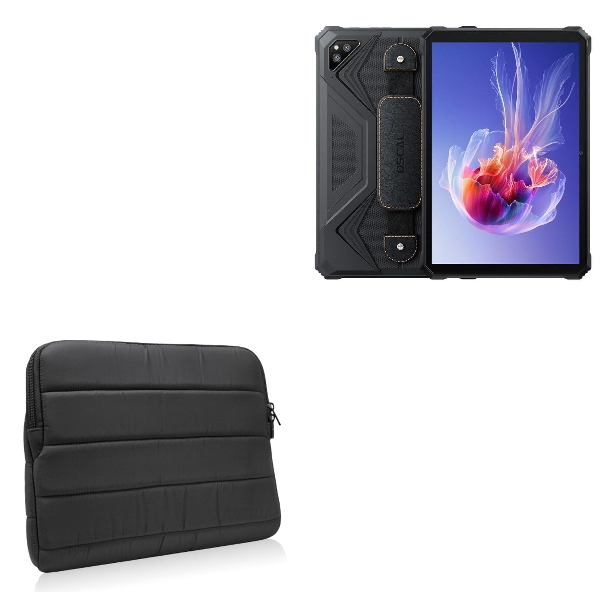 BoxWave Case Compatible with Oscal Spider 8 - Polar Jacket, Puffy Padded Material Zip Up Sleeve Pouch - Jet Black