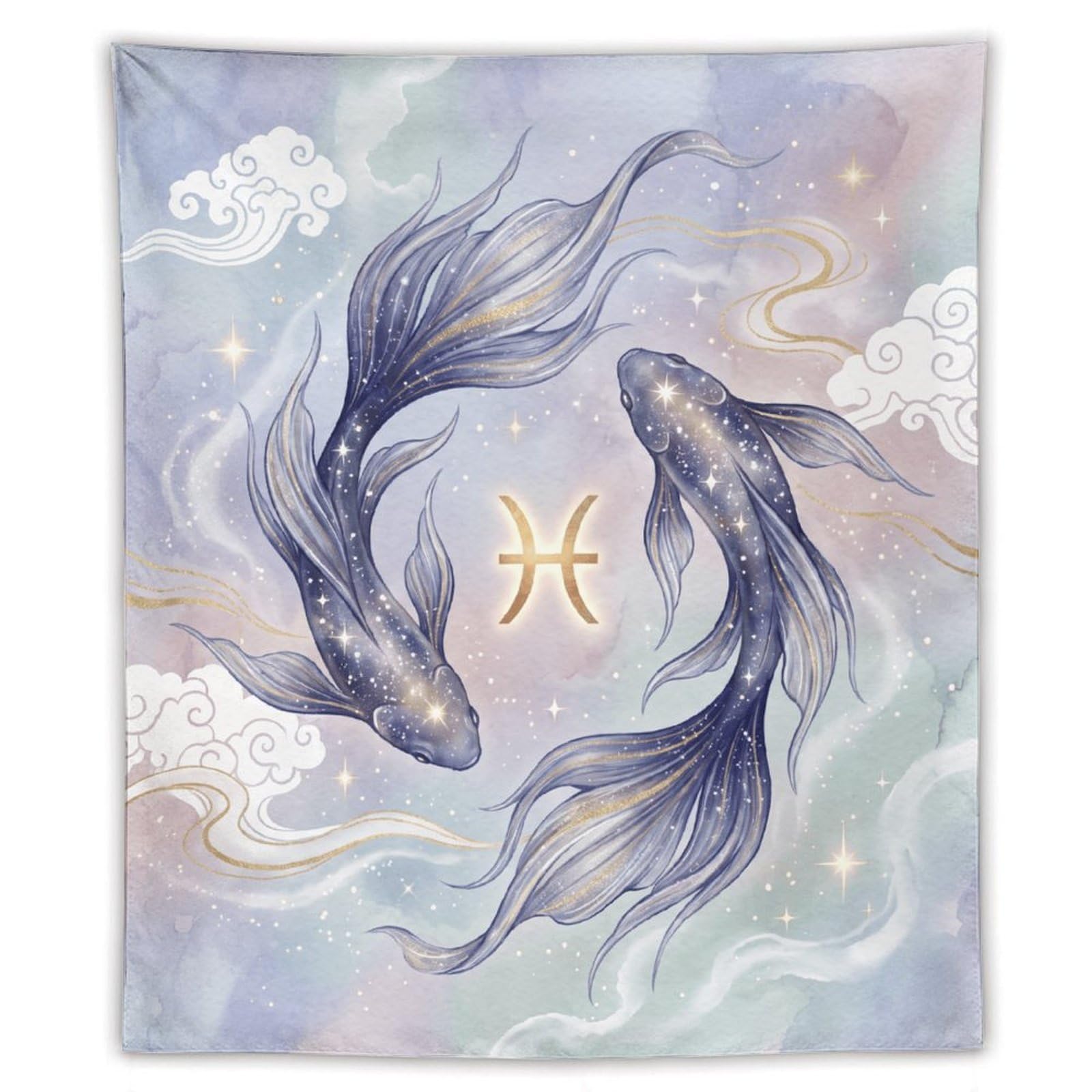 H3B8U2Y5 Pisces Koi Pastel Wall Tapestry, Ukiyo-e, Reading Corner
