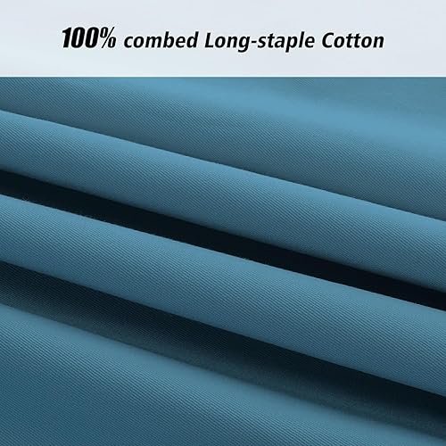 Miniatura 5 de Lirex Paquete de 2 fundas de almohada, 100% algodón de 400 hilos, transpirables, 20 x 30 pulgadas, tamaño Queen, color azul