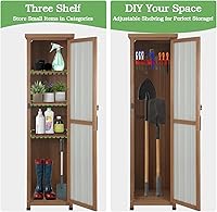 Vista 2 de 62" H Tall Narrow Outdoor Storage Cabinet with Metal Top, Outdoor Shed Storage Unit Waterproof with Adjustable Shelves for Garden, Patio, Living