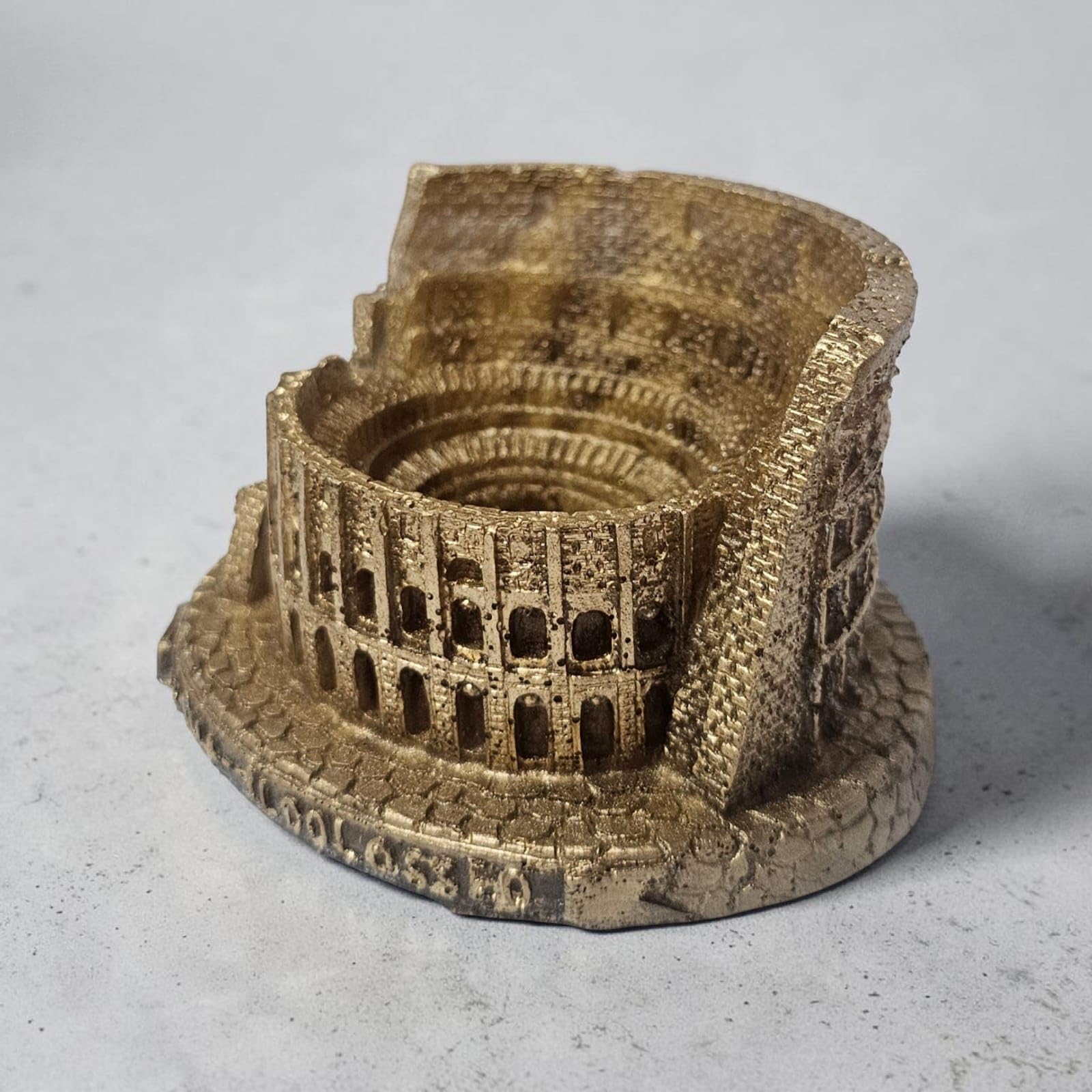 Inventive Art Creation Colosseum Sculptural Decor Piece, Weathered Finish, Architectural Statue, 10 cm x 6.3 cm (Ashen Bronze) 3