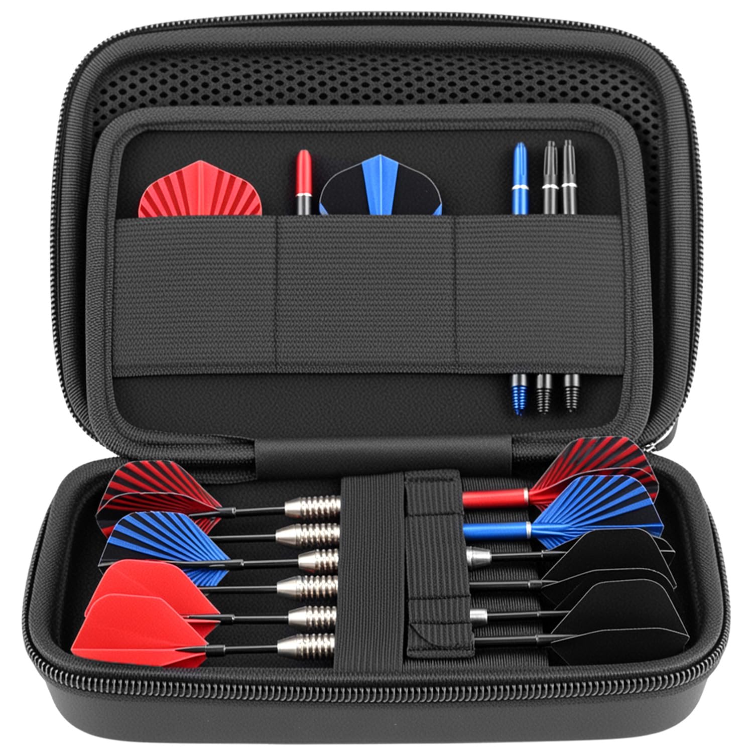 QWORK® Hartdart Eva para 6 Dardos, sin deslizamientos, con Compartimentos Separados para Accesorios adicionales de Dardos.