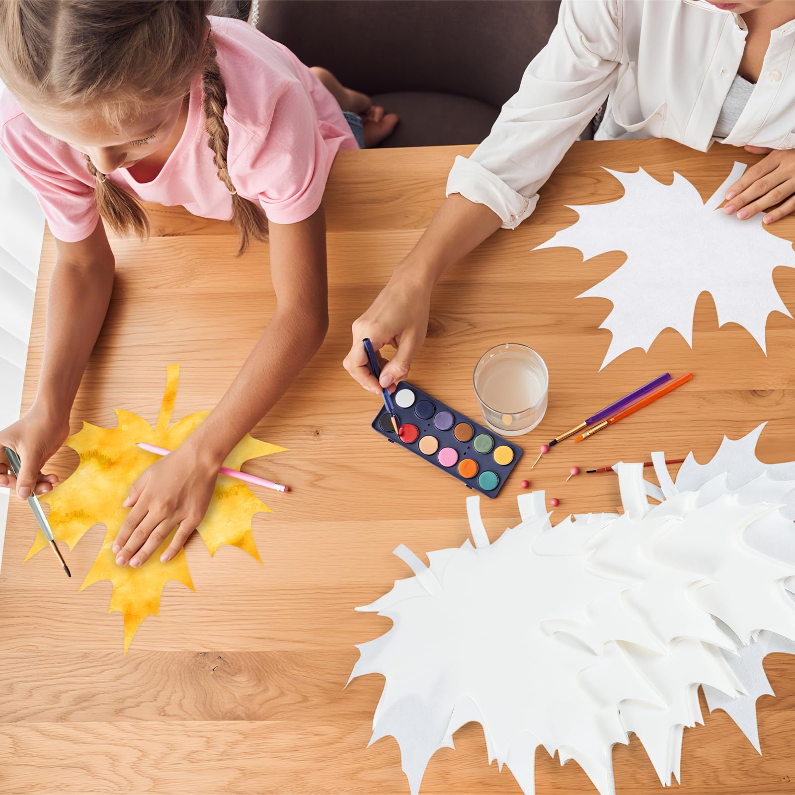 Watersay 100 Pcs Color Diffusing Paper Leaves - 4 Style Maple Leaf Fall Crafts