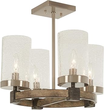 Minka Lavery 4637-106 Bridlewood - Four Light Semi-Flush Mount, Stone Grey/Brushed Nickel Finish with Clear Seeded Glass