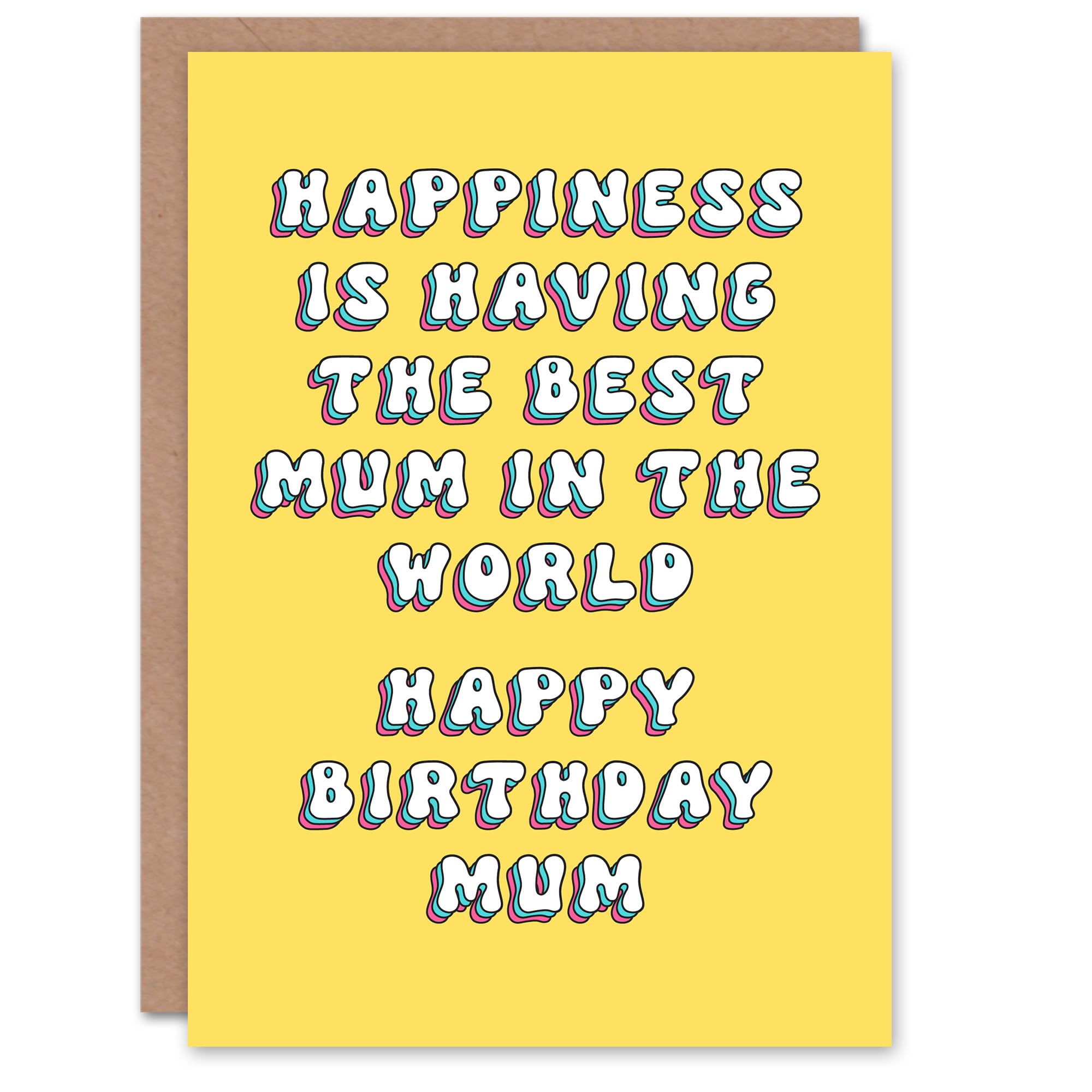 Artery8 Birthday Card Happiness is World's Best Mum For Mum Mam Mother Mummy Greeting Card