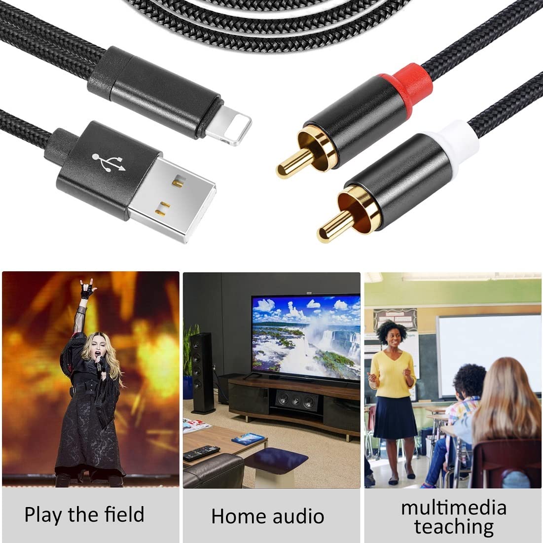 Amazon | WUSERNING USB充電とiOSポートからRCAステレオオーディオ