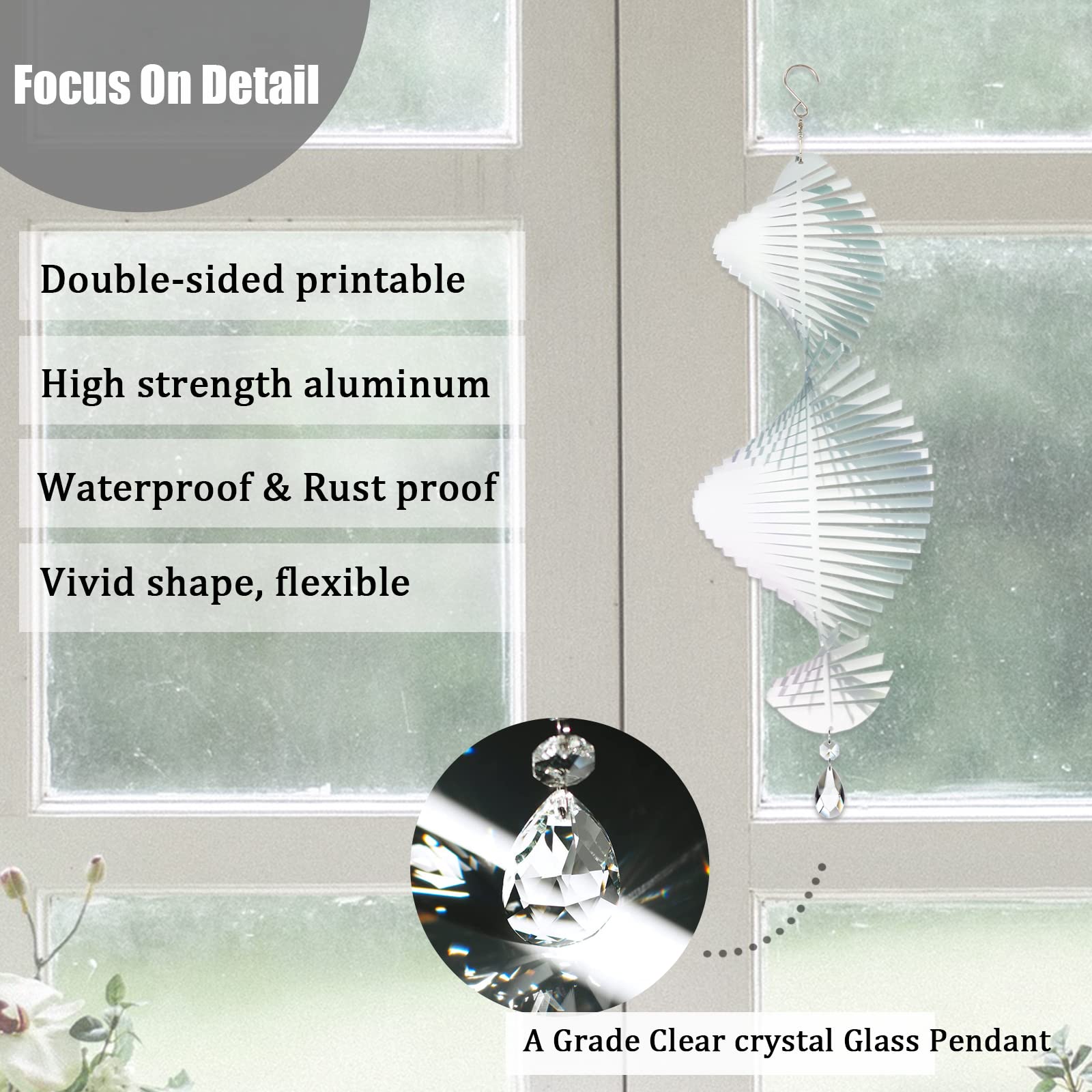 4Pack 11inch Sublimation Wind Spinner Blanks 3D Aluminum Metal Wind Sculpture Kinetic Spinners for Yard and Garden Indoor Art Ornaments Hanging Decoration (Helix) - Image 3
