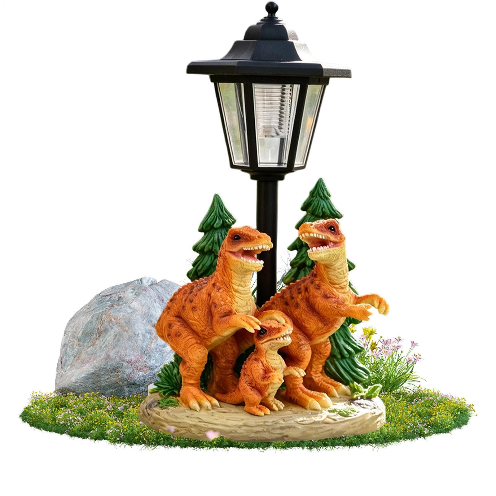 Scultura solare impermeabile della resina del dinosauro della