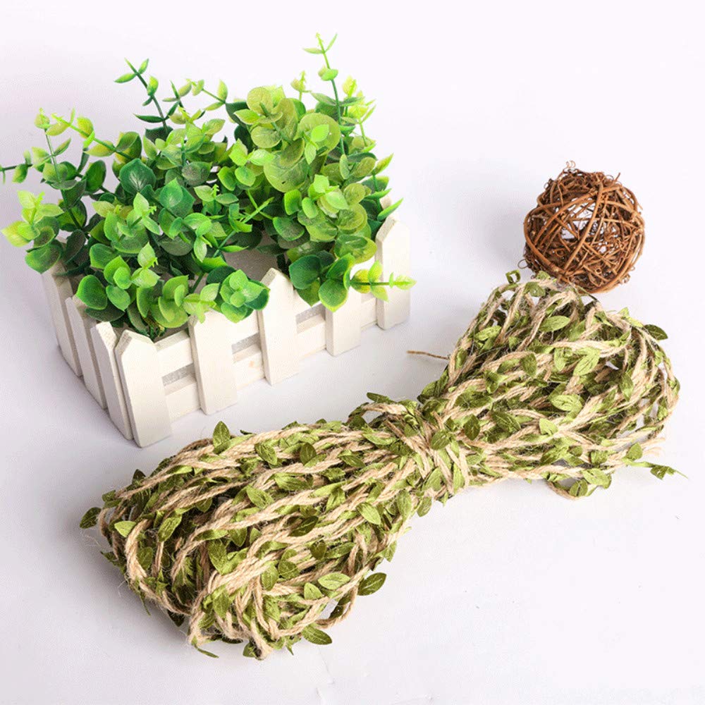 Lot De 2 Cordes De Jute Avec Feuilles Et Guirlandes Lumineuses De 2 M