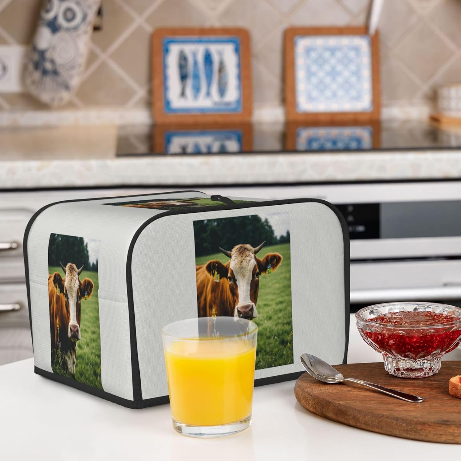 Cute Cow Print 4-Slice Toaster Cover Kitchen Appliance For Bread Home Protector Daily Usability image 5