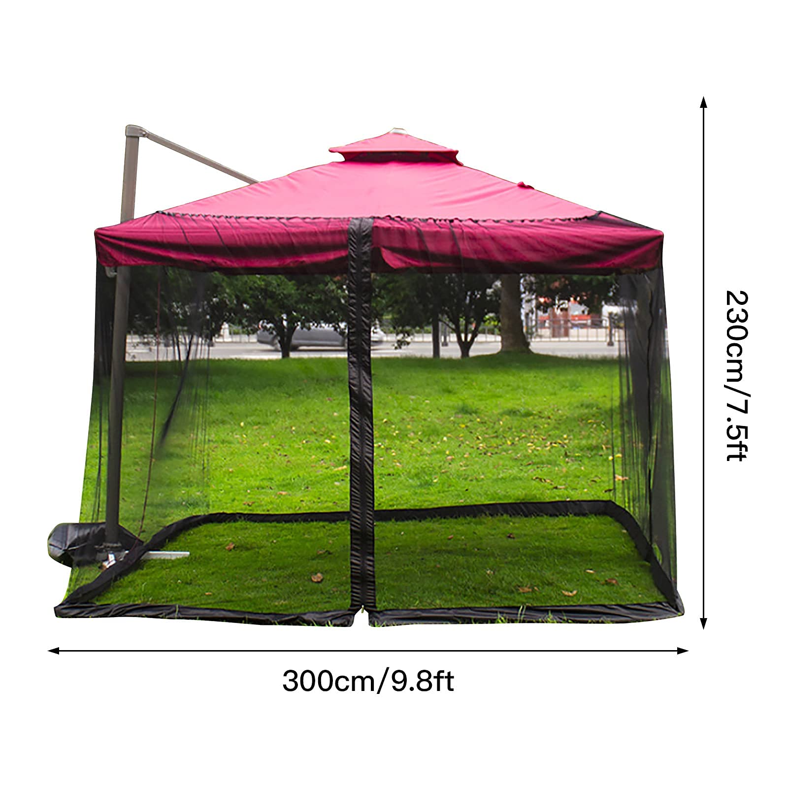 Ombrellone da giardino con zanzariera, con porta con cerniera, copertura in rete di poliestere per esterni, giardino, cortile, campeggio, adatto per gazebo