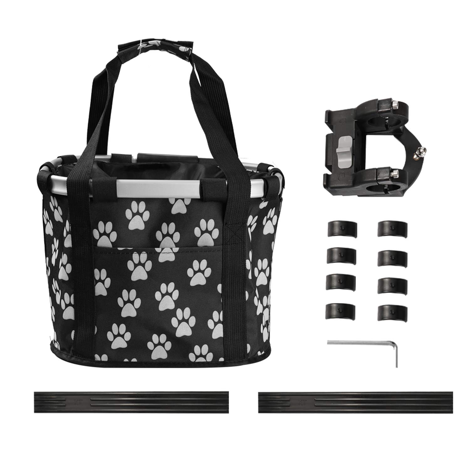 ACAGALA Bike Detachable Basket Bicycle Front Pet Bag Canvas Front Bag Aluminum Alloy Frame Pet Basket