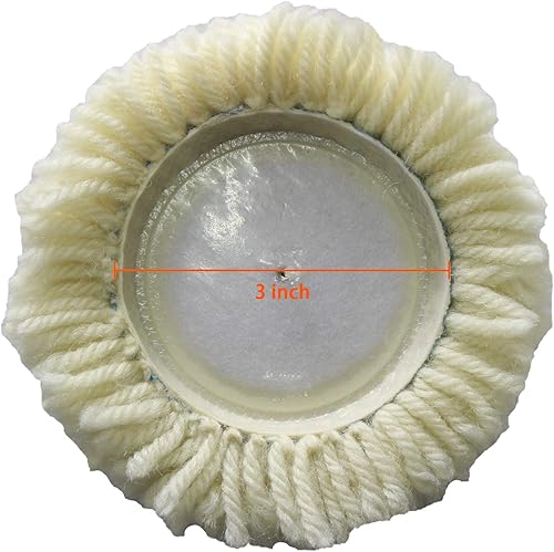 Miniatura 2 de Kit de 4 almohadillas de pulido de 3 pulgadas, 100% lana natural, agarre de gancho y bucle, almohadilla de pulido para corte y pulido compuestos