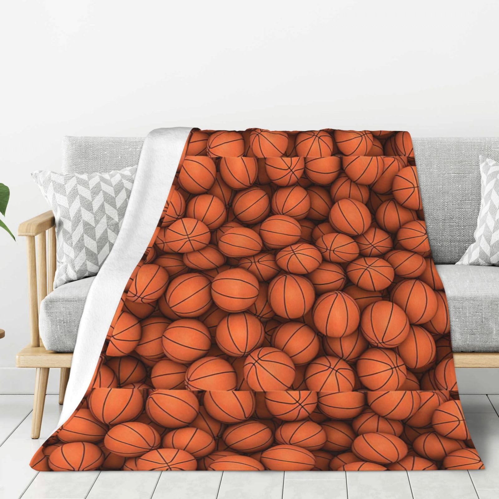 Basket-ball orange imprimé couverture lit canapé camping douceur chaude