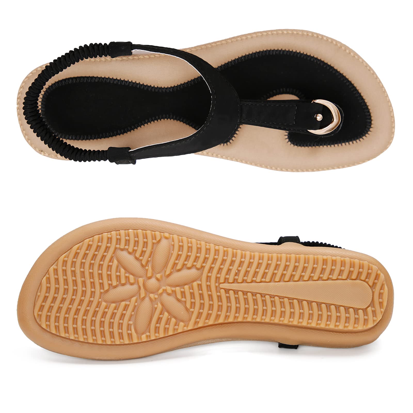 ZOEREA Sandales Femme Été Plates Confortable Mode Bohème Tongs Bout Ouvert Chaussures pour Plage Vacances du Quotidien Détente Taille 36-44 EU