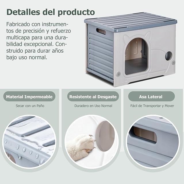 Foto 6 de 6 de PETCUTE Caseta para Gatos de Plástico para Uso en Interiores y Exteriores,Apilable,Refugio para Gatos…