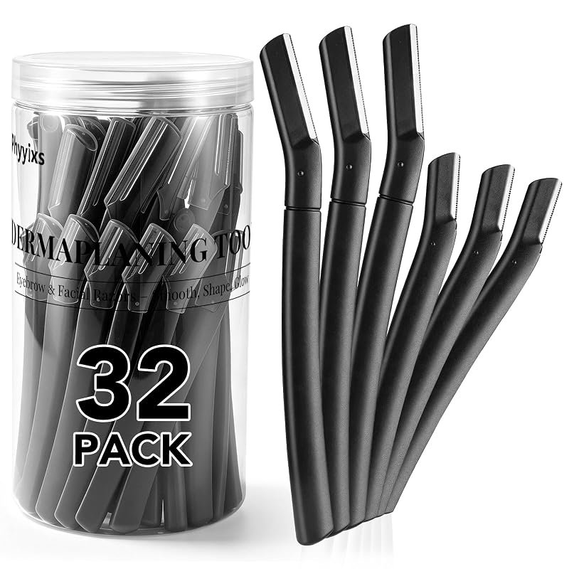 Phyyixs Kit com 32 lâminas faciais descartáveis, 24 longas e 8 curtas, pretas