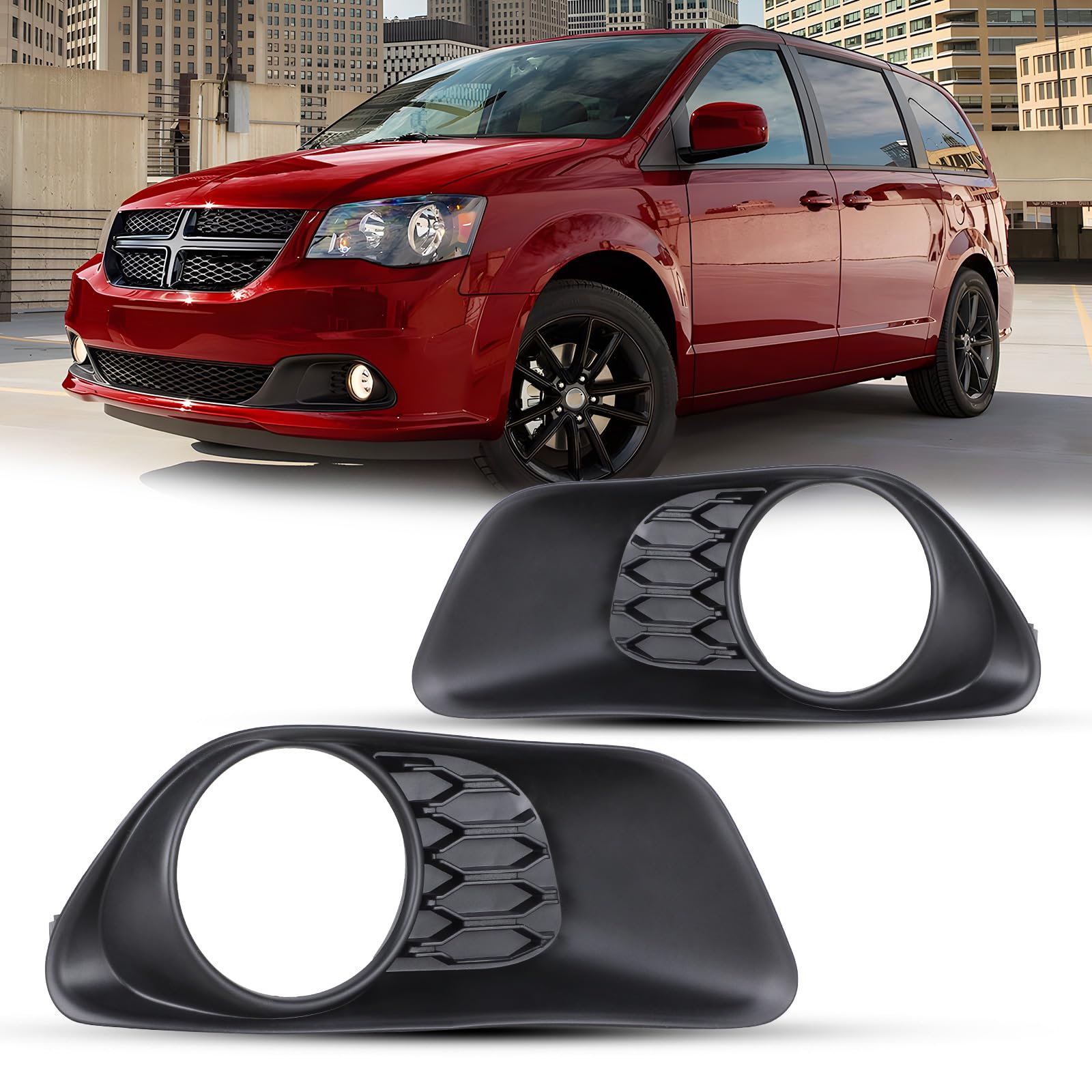 Fog Light Bezels for Dodge Grand Caravan 2011-2020, Driving Fog Lamp Cover Replacement 1 Pair Left and Right Side