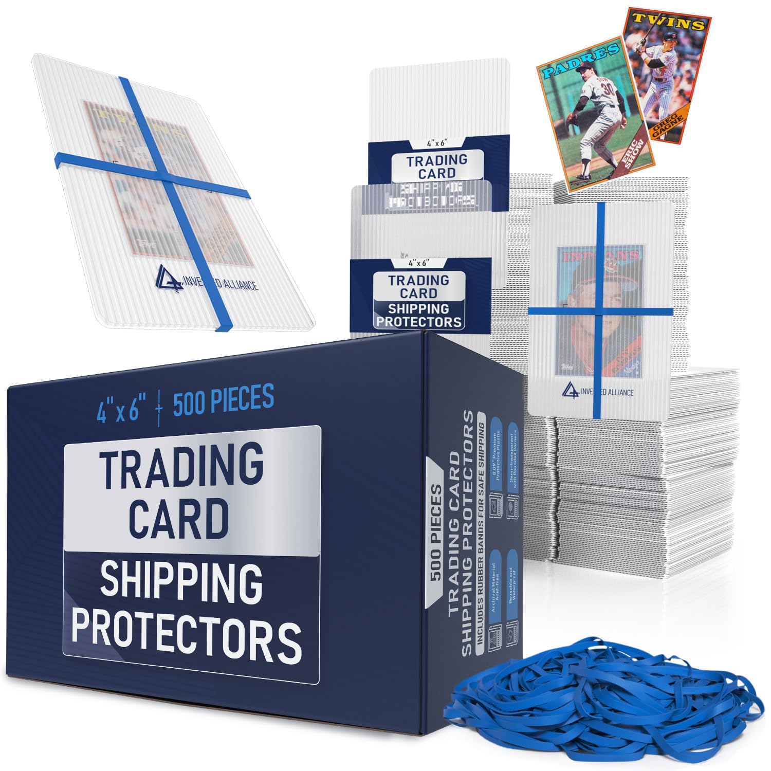 Premium Bundle Trading Card Shipping Protector with Rubber Bands | Graded Cards Protectors, Sports Trading Card Shipping Supplies Packaging, TCG Baseball Cards Shippings Shield. โ image 1