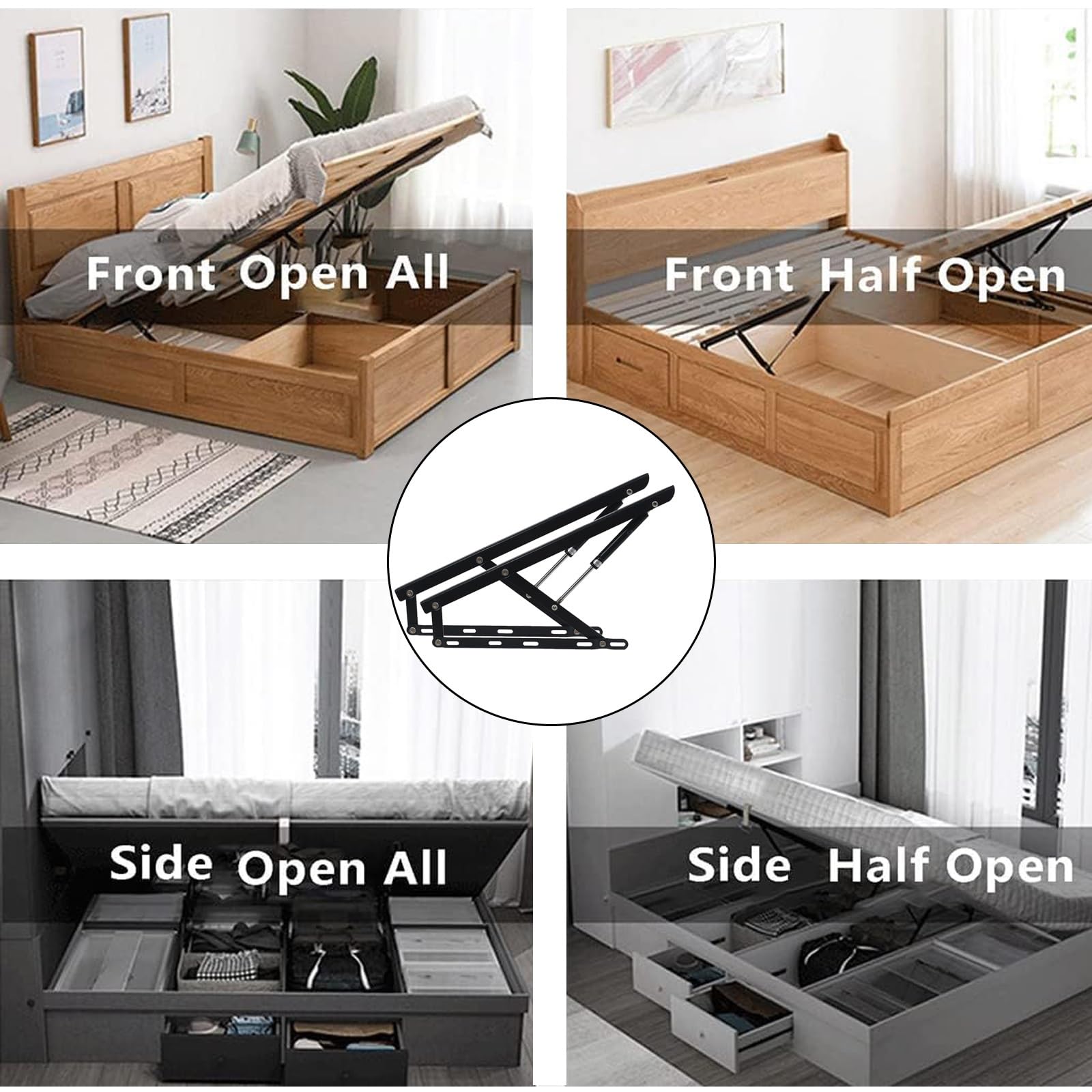 Soporte De Elevación De Cama De Almacenamiento Neumático, Hidraulico Amortiguador De Gas, Mecanismo De Elevación De Cama Hidráulico De 2 Piezas, Ahorro De Espacio, 61 75 90 110 120 150 cm(750mm)