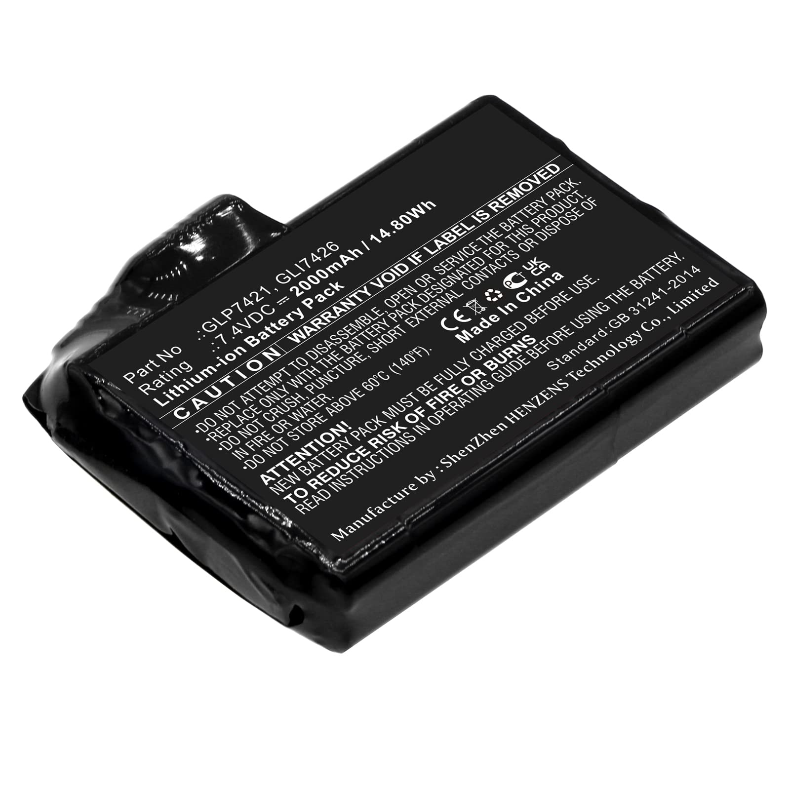Synergy DigitalHeated Clothes Battery, Compatible with Glovii GP1R Heated Clothes, (Li-ion, 7.4V, 2000mAh) Ultra High Capacity, Replacement for Glovii GLI7426 Battery