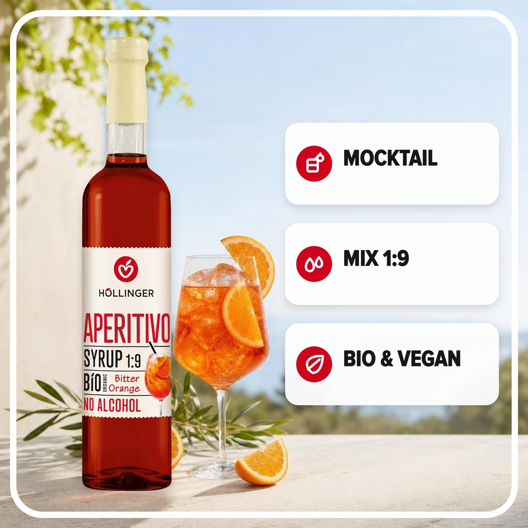 HÖLLINGER Sirops Viva Italia Cocktail Bio Sans Alcool, Pack de 3 Saveurs (Limoncello, Aperitivo, Bellini), 3x500ml, Concentré 1:9