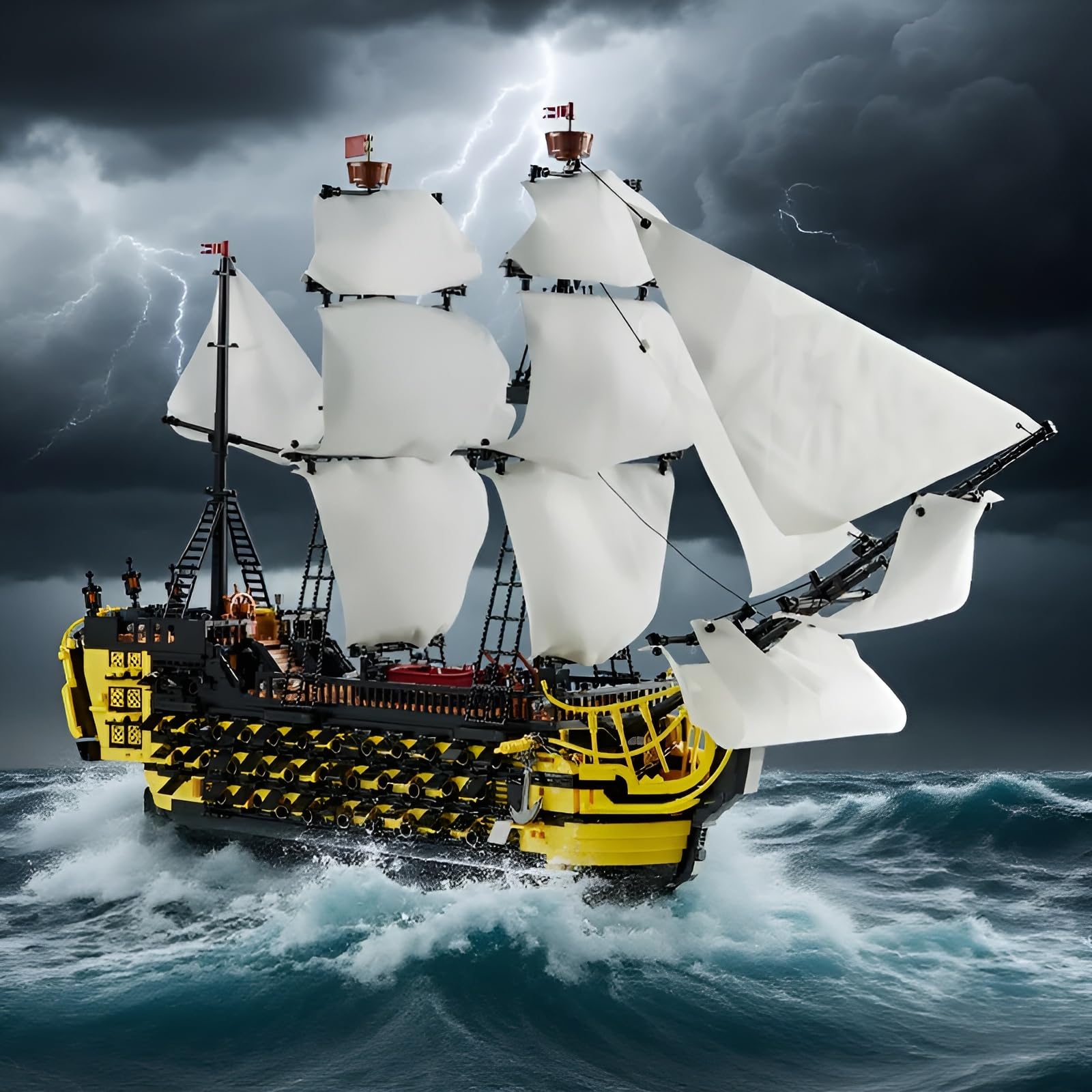 DzirePada Endeavour Schiff Bausteine Bausatz, 2475Stück Piraten Boot Modell Spielzeug, MINT Segeln Schlachtschiff Klemmbausteine Kit, Ideen Geschenke für Jugendlicher Erwachsene