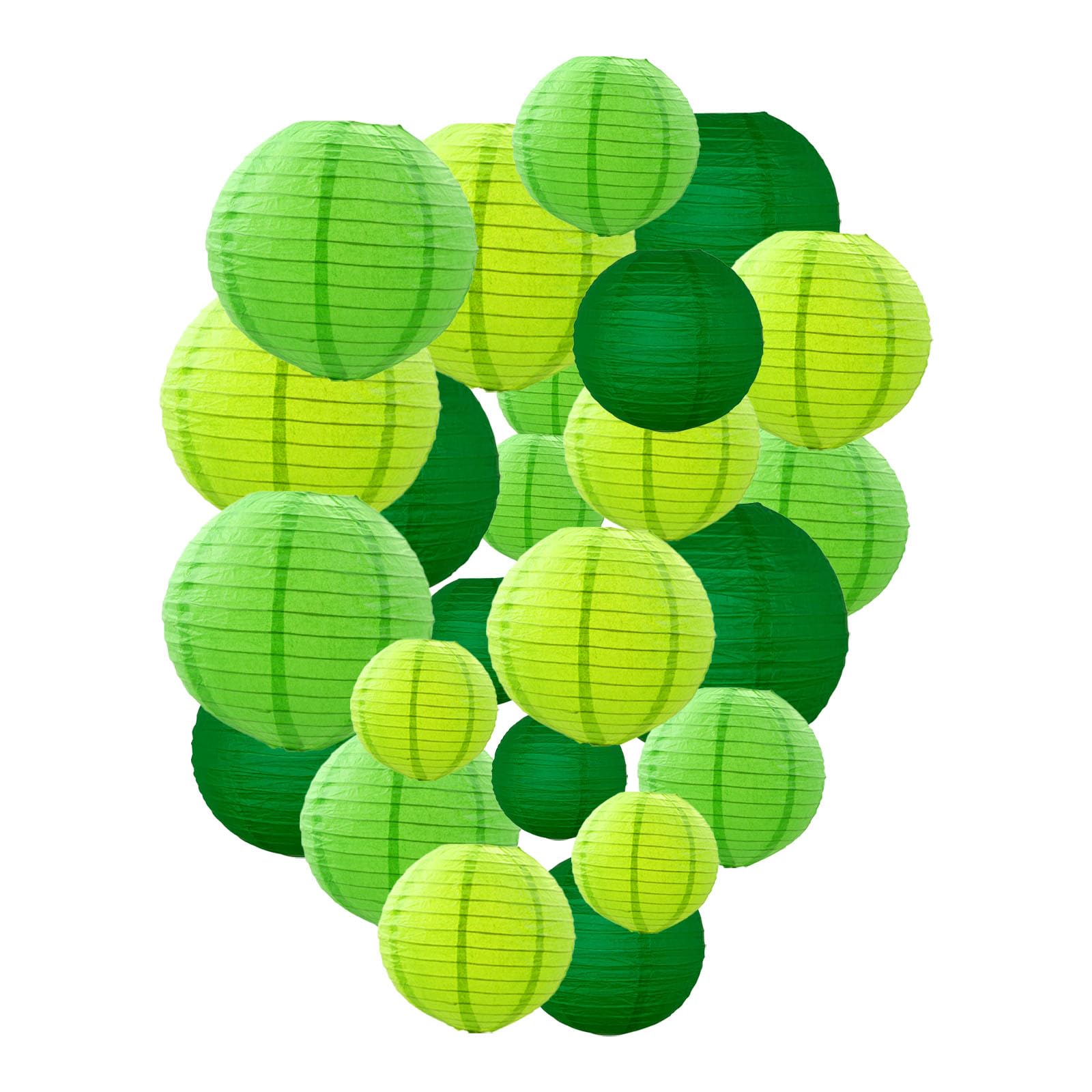 Tim&Lin Green Paper Lanterns Decorative, Chinese/Japanese Hanging Round Paper Lanterns Decorations for Wedding, St. Patrick's Day, Dinosaur, Jungle Theme Birthday (12 PCS)