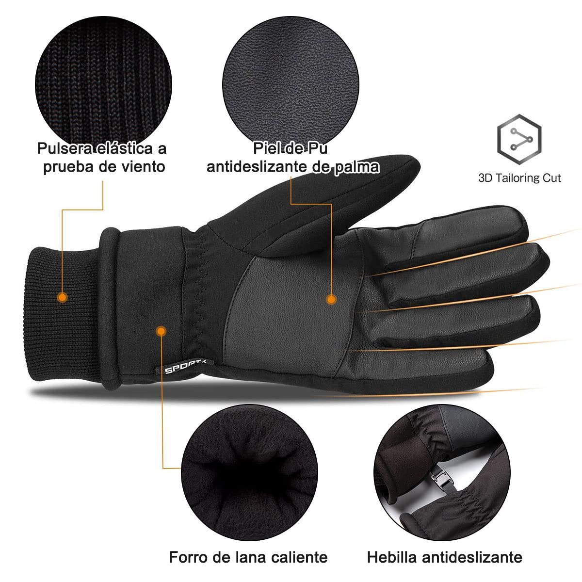Guantes para Frio, EASYTAO Guantes Gruesos Nieve Impermeables a Prueba de Viento, Guantes de Pantalla Tactil de Invierno para Celular, Guantes Gym para Moto Ciclismo Correr