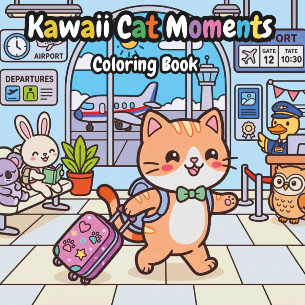 Kawaii Cat Moments Coloring Book