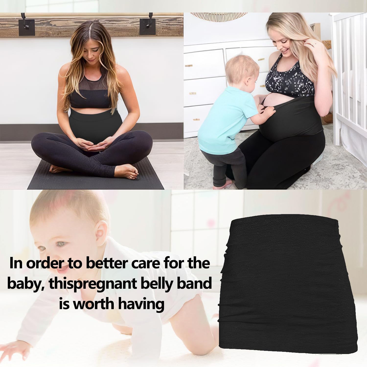 Ceinture De Grossesse Maternité Noir - Soutien Lombaire Et Abdominal Pour Femme Enceinte Taille L