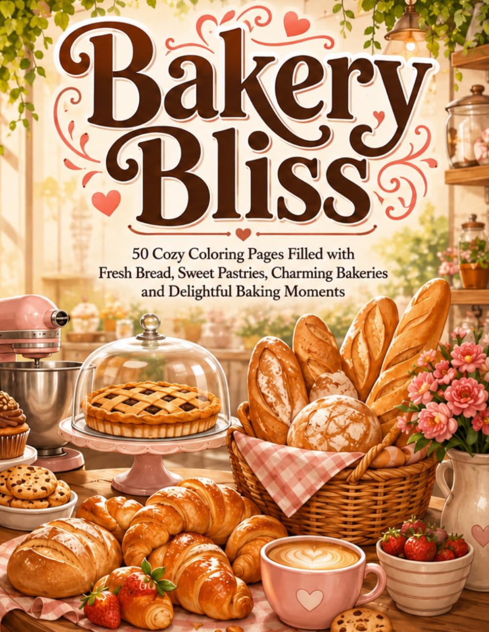 Bakery Bliss: 50 Cozy Coloring Pages Filled with Fresh Bread, Sweet Pastries, Charming Bakeries, and Delightful Baking Moments
