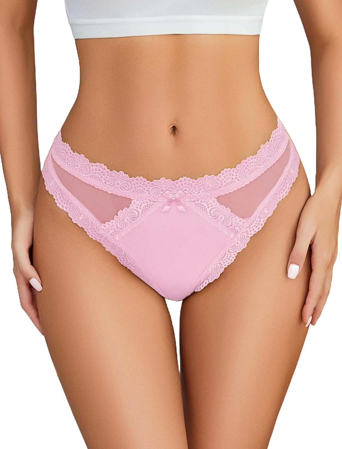 Avidlove Womens Underwear Sexy Thongs Floral Lace Bikini Panties Criss Cross Back Splice Tangas 1-3 Packs