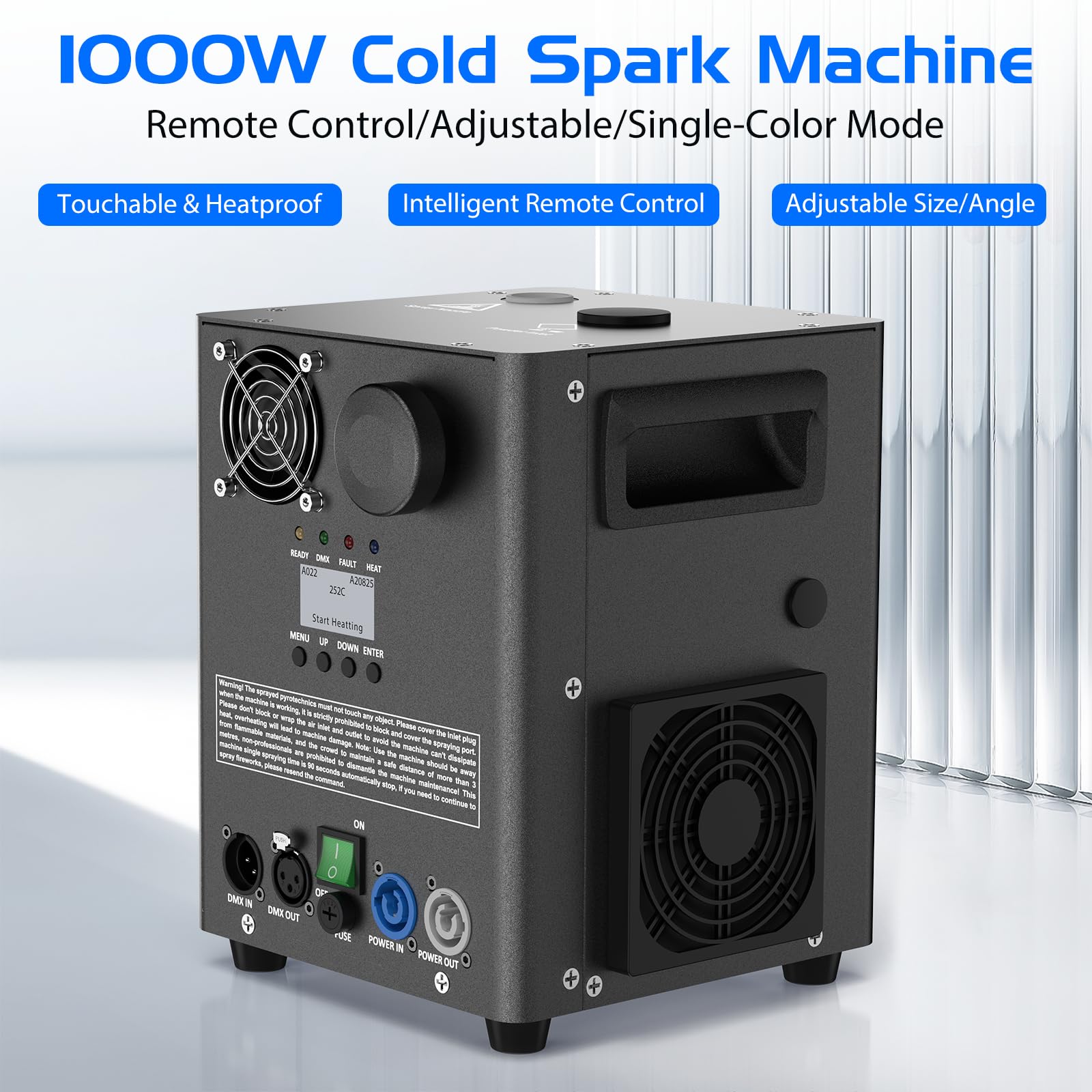 Pirotecnici Macchine, 2 DMX Cold Spark Machine con flight case, Riscaldamento a resistenza per feste, Natale, DJ, matrimoni, eventi sportivi