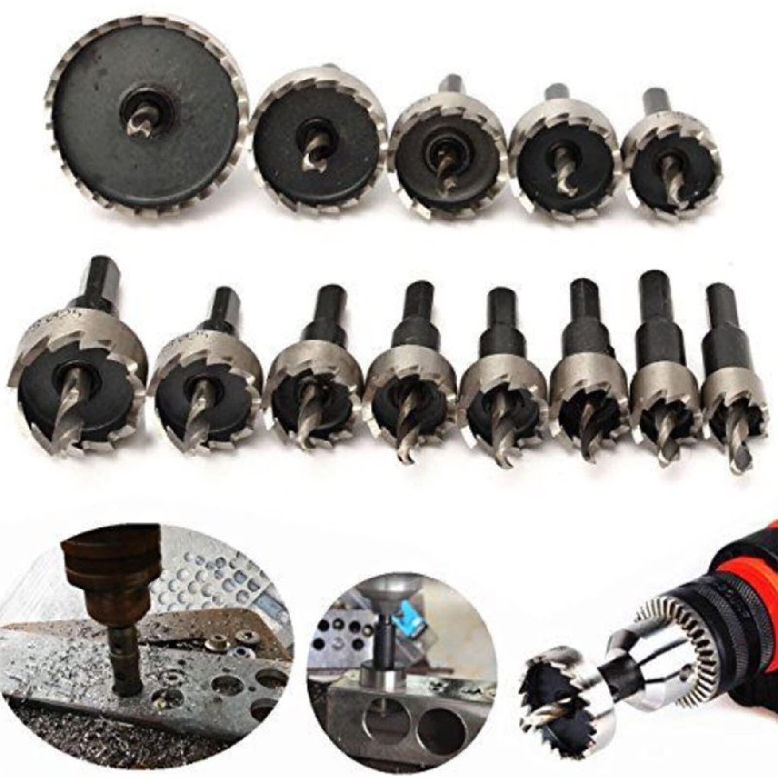NUSHKI Juego De Brocas HSS Con Punta De Carburo, 13 Uds., Aleación De Metal De Acero Inoxidable, 16-53mm