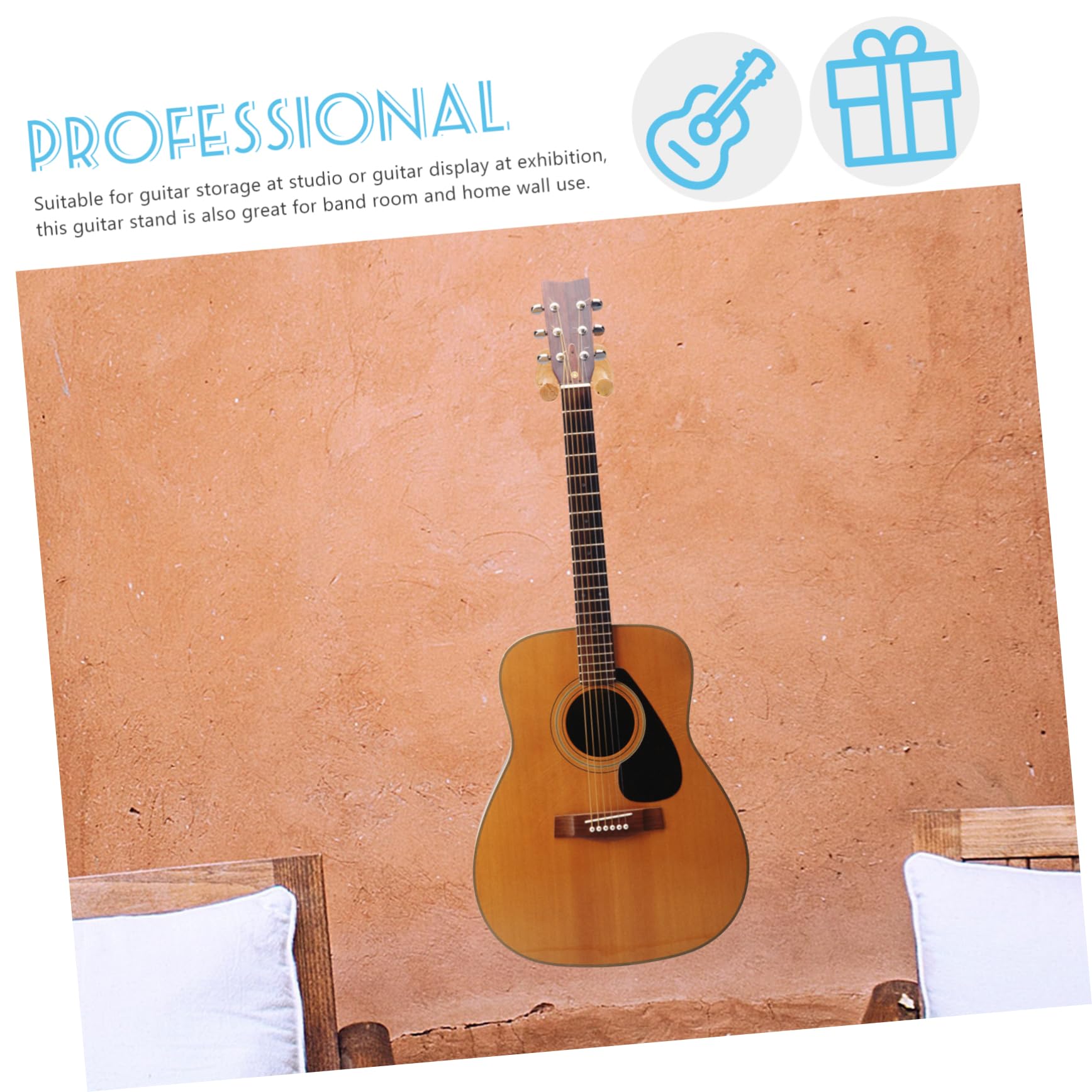 BESPORTBLE 1 Set Folk Guitar Wall Mount Hook Holder Sturdy Wooden Guitar Hanger Easy Installation Smooth Edges Fit for Home Display