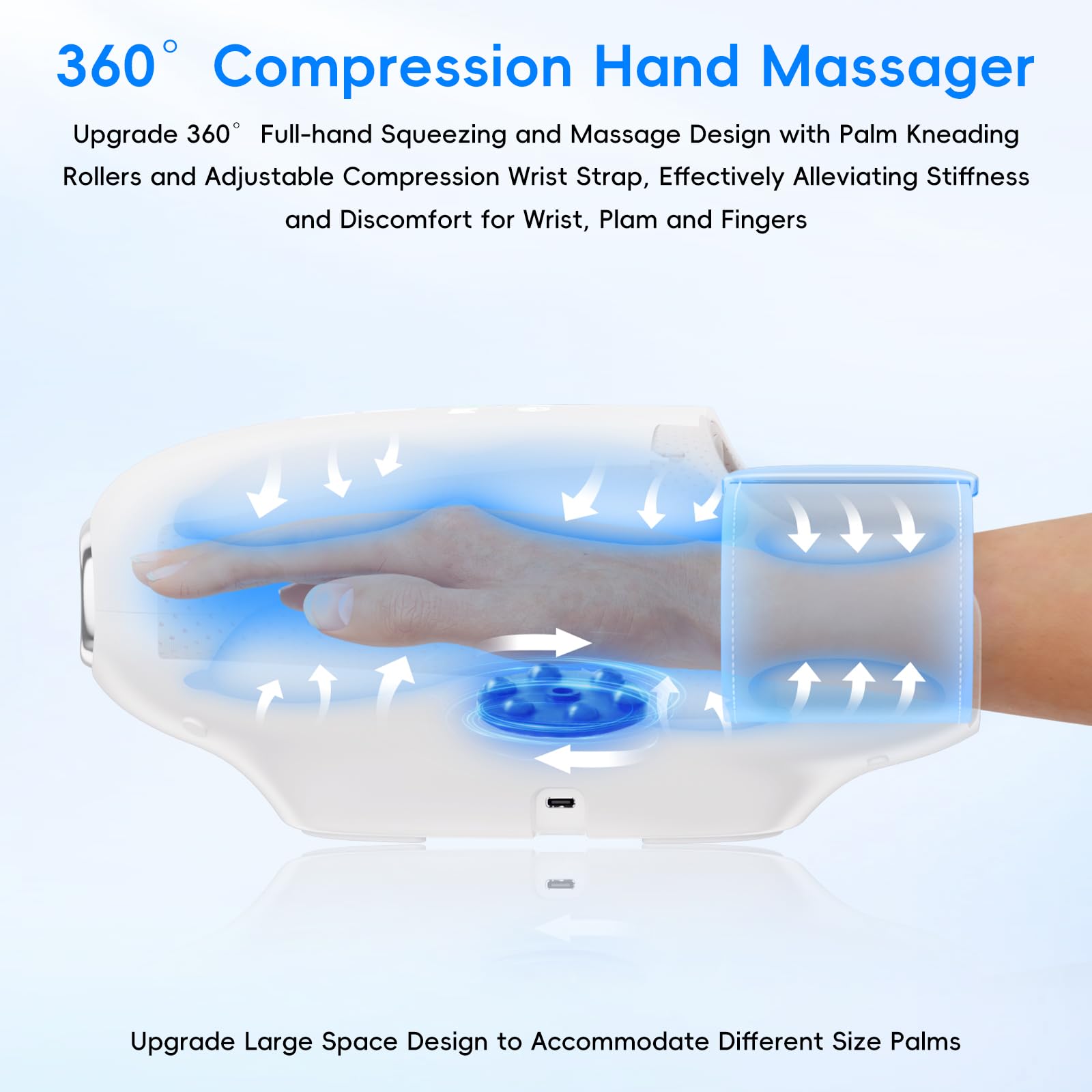 NOWWISH Masajeador de manos mejorado con calor y compresión para aliviar la artritis y el túnel carpiano, masajeador inalámbrico de mano y muñeca con correa de muñeca ajustable, regalos de cumpleaños