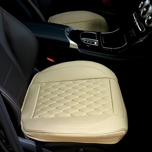 Miniatura 2 de Cusaota 2 fundas de asiento de automóvil para parte inferior de asiento delantero, piel sintética de lujo, transpirable, cojín para interior del