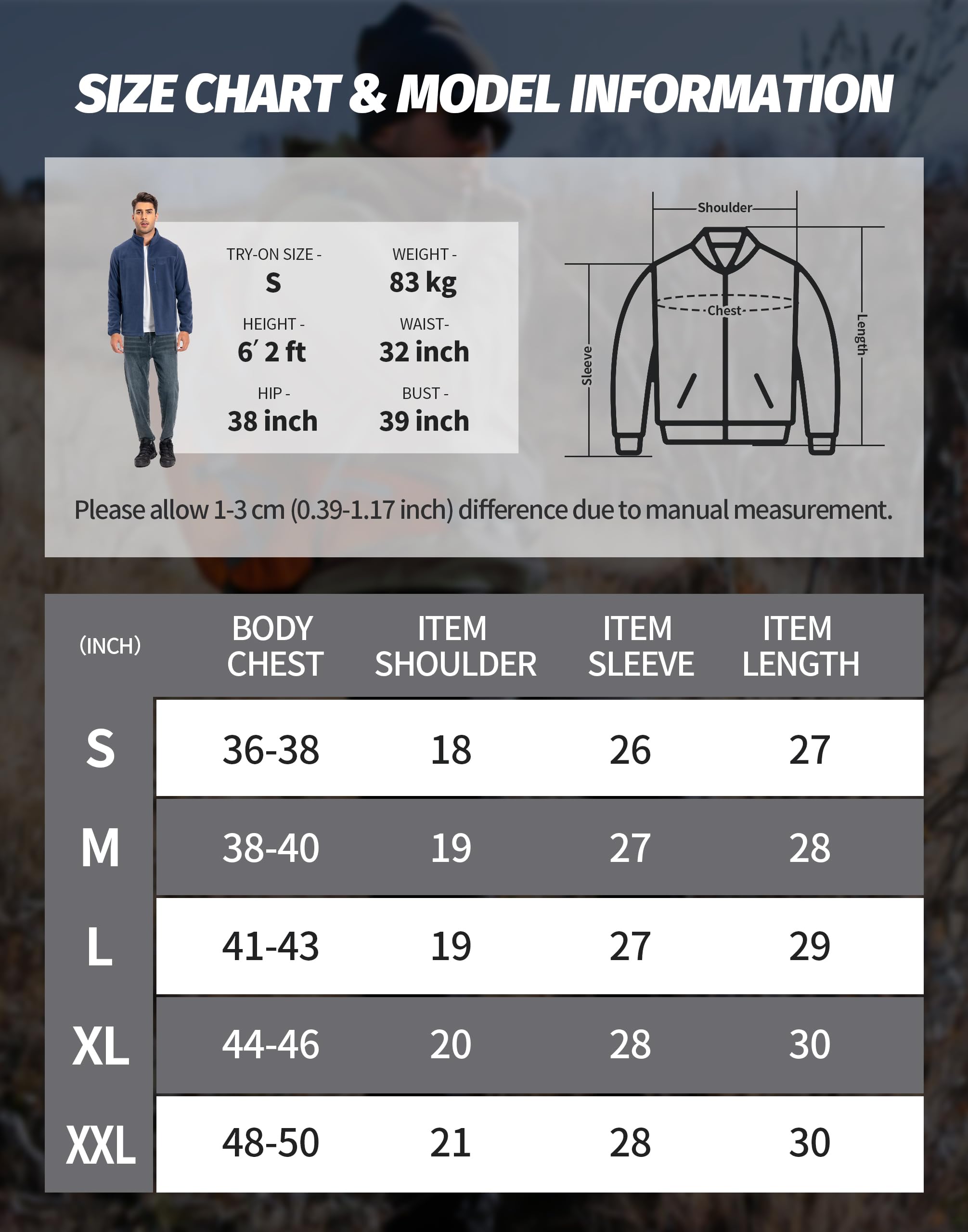 Pioneer Camp Giacca in pile da uomo Full Zip Outdoor Polar, leggera, antivento, con chiusura lampo
