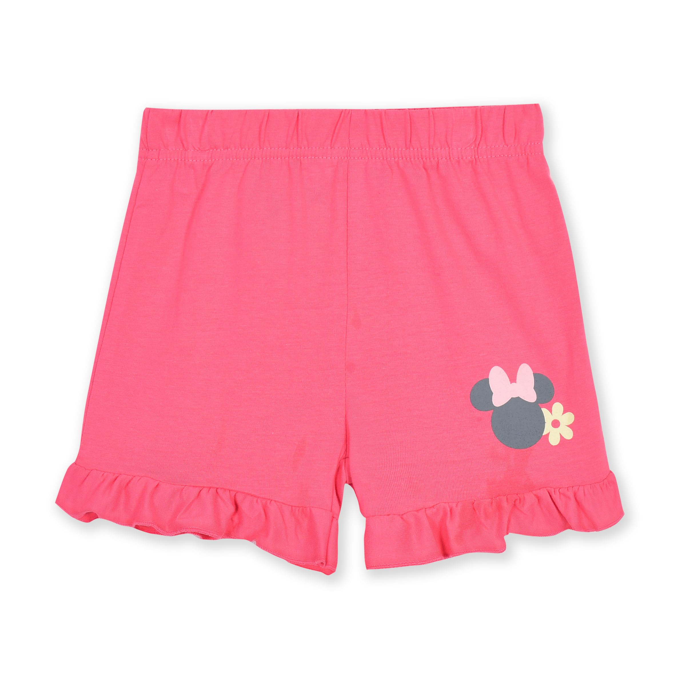 Disney Minnie Mouse - Juego de 4 piezas de camiseta de manga corta, camiseta sin mangas y pantalones cortos para niñas