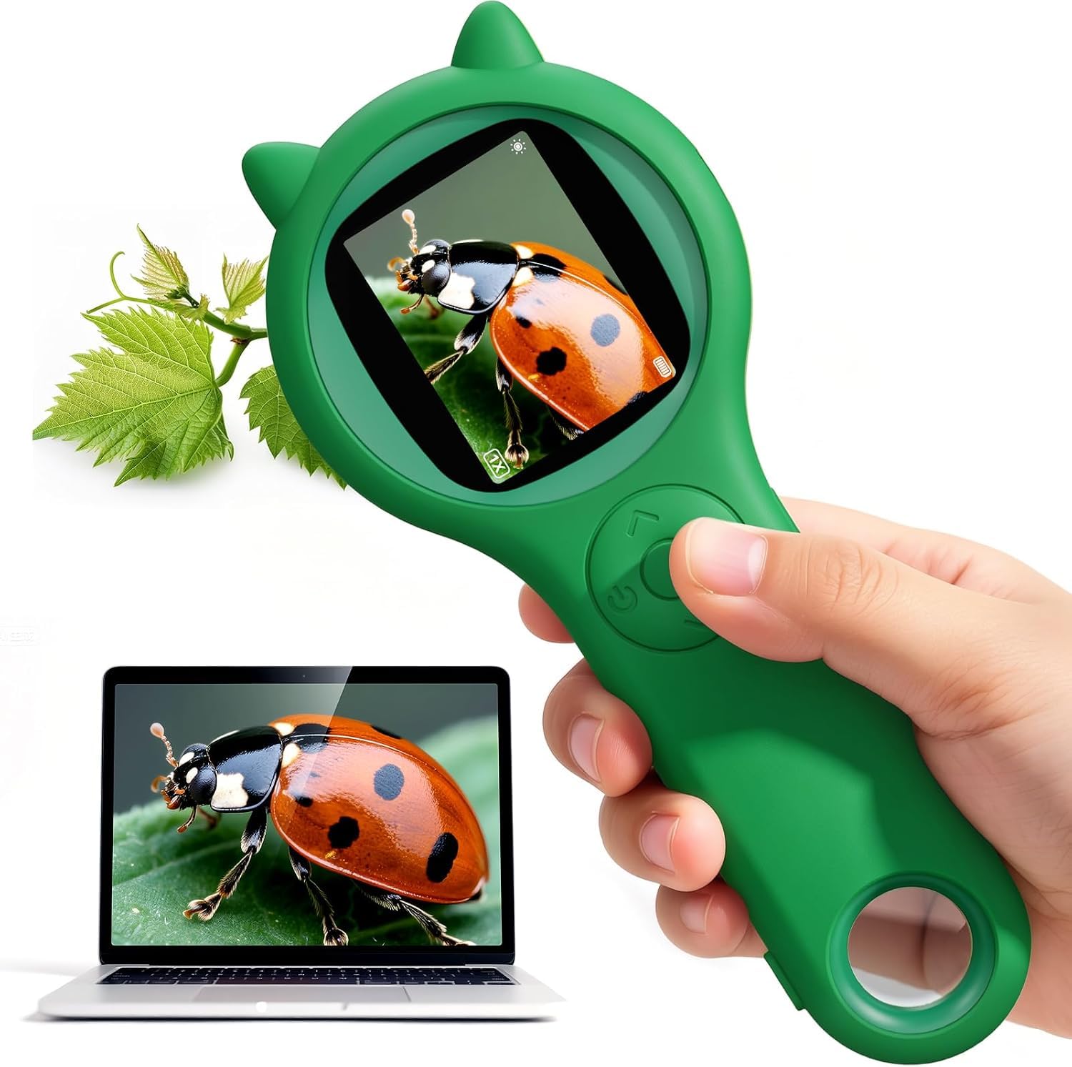 Nature Exploration Microscope for Kids, 500X Portable Microscope-Green