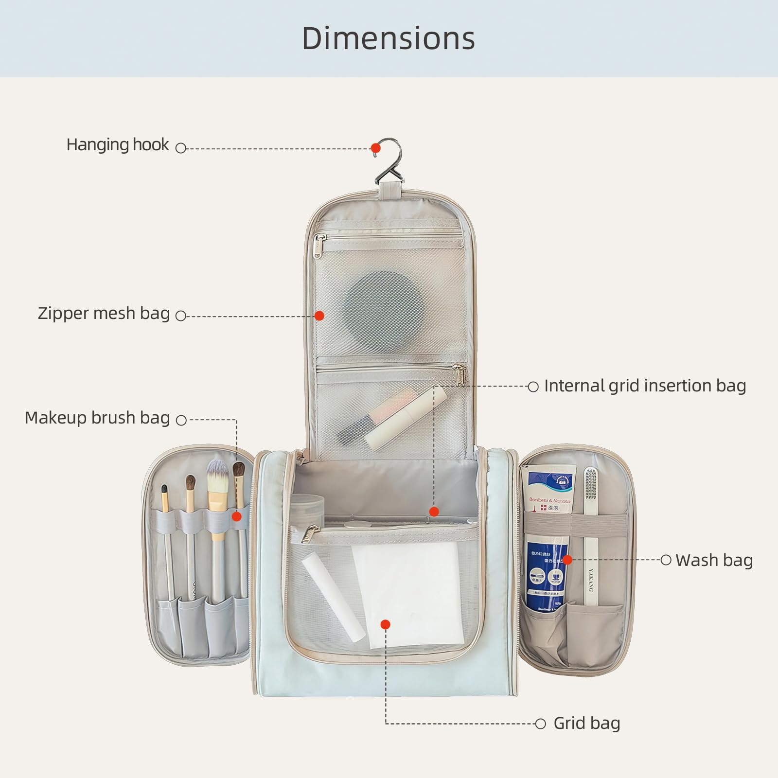 CHANXIUZAI Ladies' Makeup Bag, a Hanging Large Capacity Travel Makeup Bag That is Waterproof, Easy to Maintain - Image 2