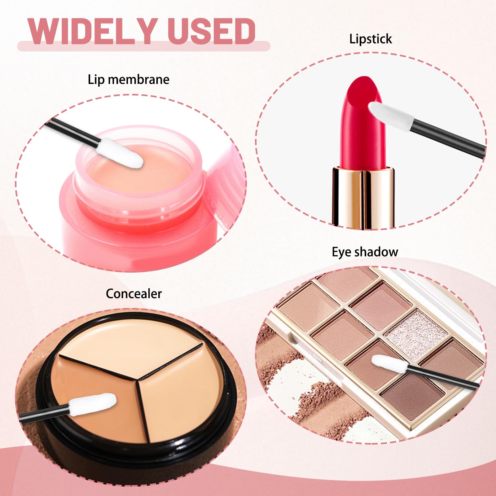 300 Pinceles Labiales, Aplicadores de Lápiz Labial Desechables, Herramienta de Belleza para Labios, Ojos y Maquillaje (Negro)