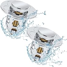 2 Pezzi Tappo Lavandino Bagno, Lavabo Bagno Universale Pop up, Tappi per Lavandino Bagno, Tappo di Scarico in Metallo con 4 Anelli di Tenuta in Silicone per Ø 34-40mm Lavandini e Scarichi