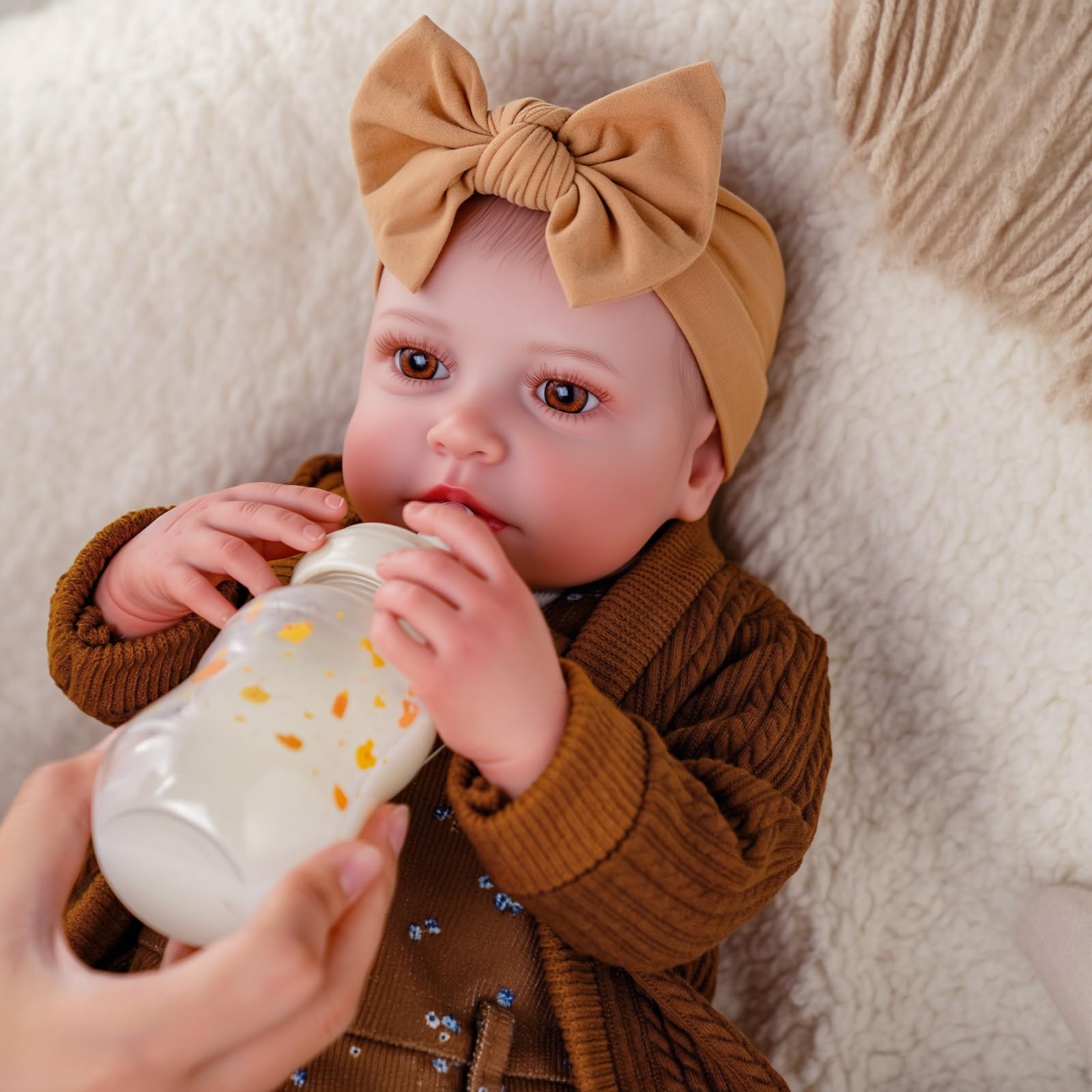BABESIDE Reborn Baby Mädchen Puppe, 20 Zoll Vinyl Puppen mit Weichem Körper | Reborn Baby Doll mit Kleiderset, lebensechte babypuppen mit Stoffkörper, Vinylarmen und -beinen, Demenzpuppe für Senioren