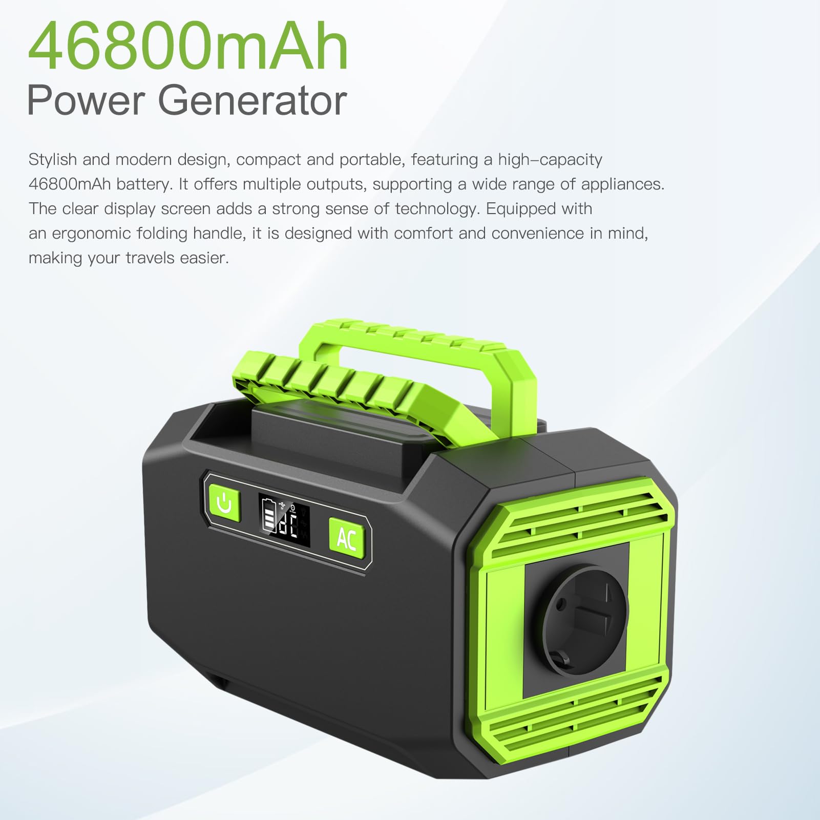 Shkalacar Stazione Elettrica Portatile, 200W 173Wh Generatore con Luci a LED per Casa, Backup di Emergenza, Campeggio in Viaggio su Strada (Plug)