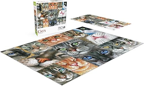 Miniatura 4 de Buffalo Games - Primer plano de gatos - Rompecabezas de 750 piezas para adultos rompecabezas desafiante perfecto para noches de juego - Tamaño