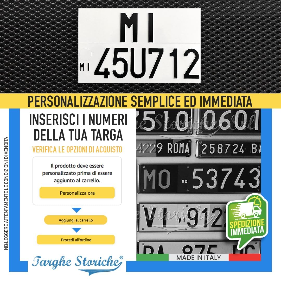 Targa Personalizzata Modello Posteriore 1985-1994 Alluminio Catarifrangente Made in Italy