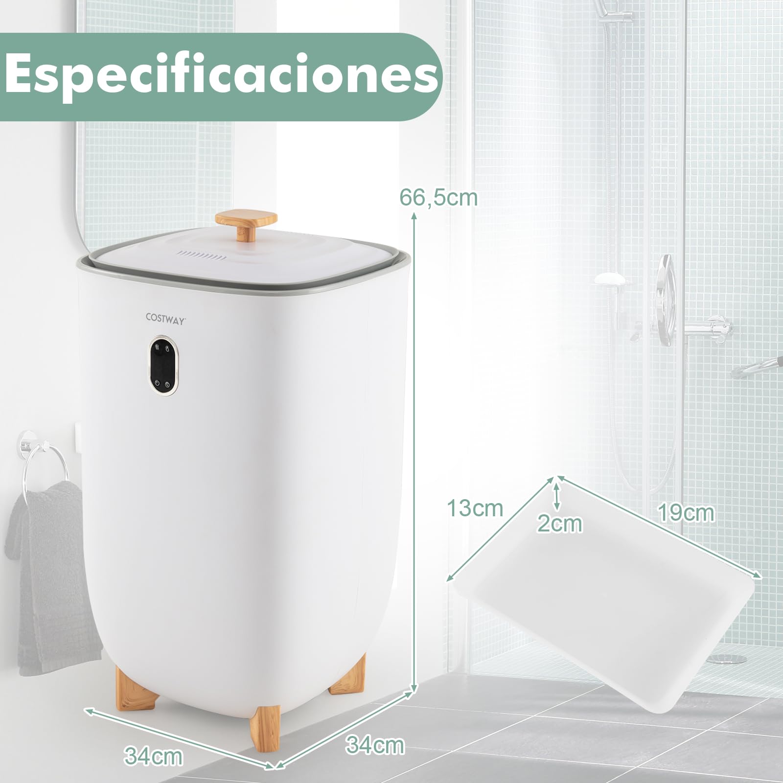 COSTWAY Calentador de Toallas Grande 35L, Temporizador de 20-90 Minutos y Modo de Secado de 2-5 Horas, Apagado Automático, Secador de Toallas Electrico